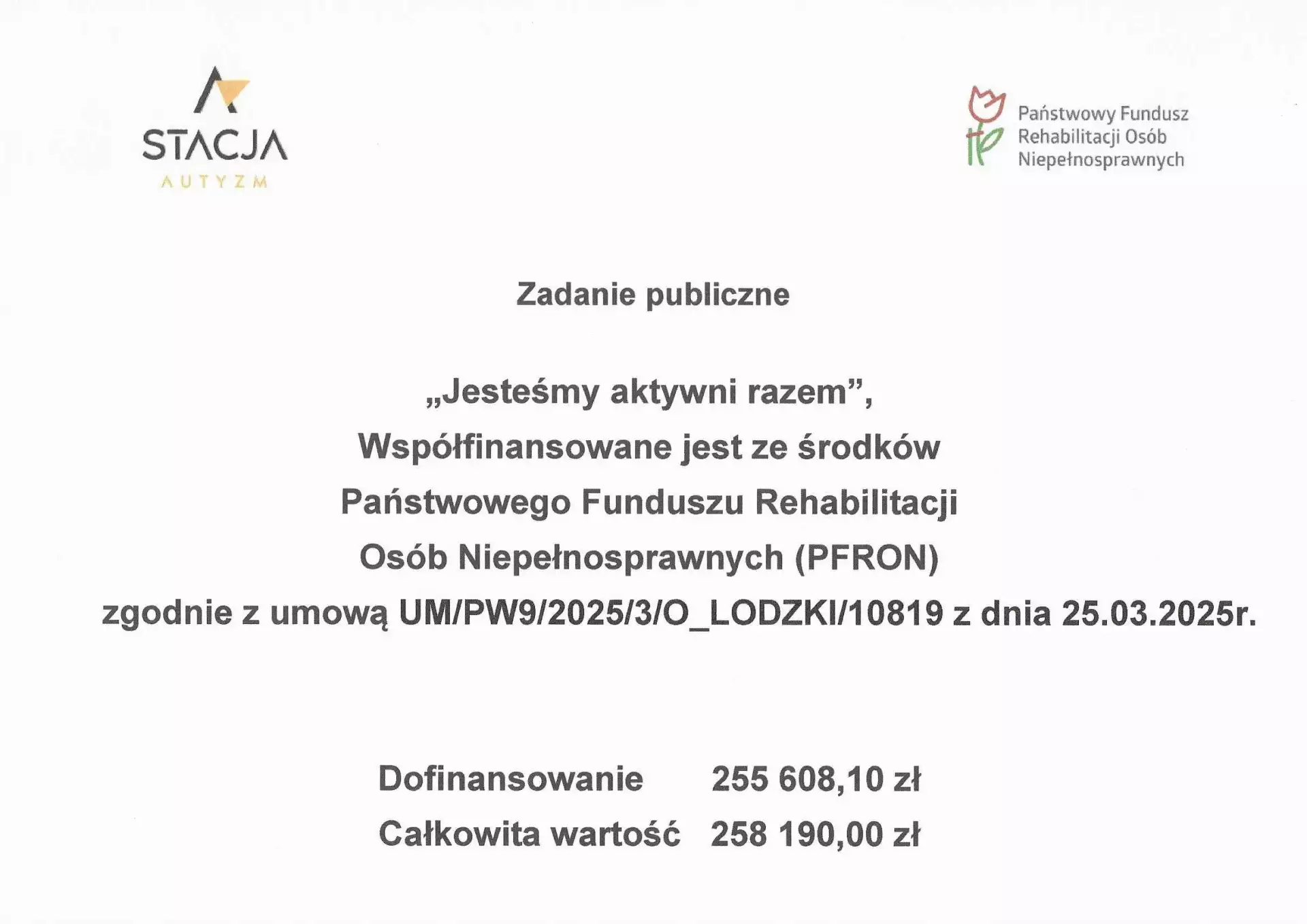 Zaproszenie do uczestnictwa w zadaniu ,, Jesteśmy aktywni razem''